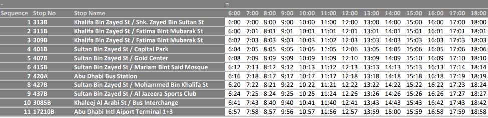 Reg Bus A2 - Bus Line / Route in Abu Dhabi - Time Schedule, Stops and ...