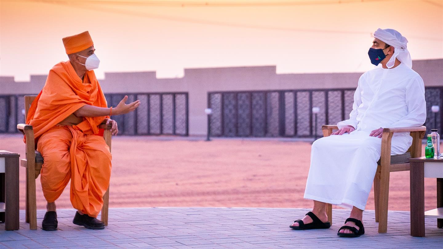 Al nahyan-MOFA-UAE-Bramavihari of Swaminarayan Sanstha - BAPS Hindu Temple in Abu Dhabi, UAE